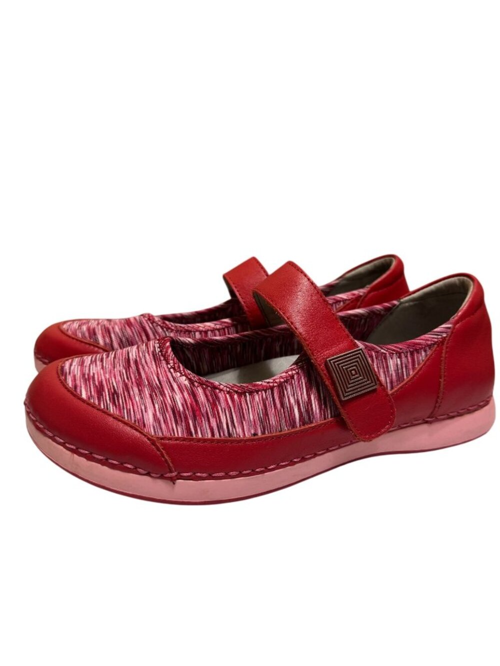 Alegria GEM-623 Mary Jane Comfort Shoes Red Leather & Textile EU 37